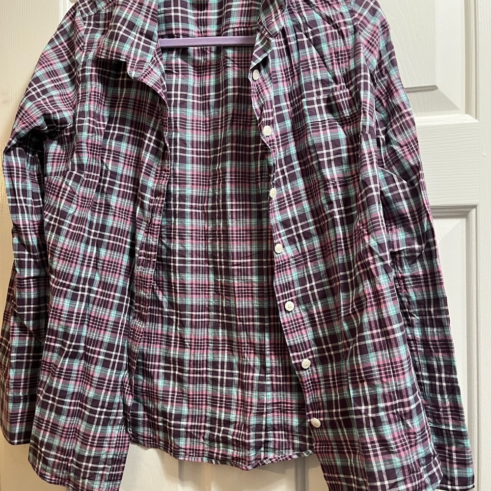 J. Crew Blue and Purple Boxy Button Down Shirt
